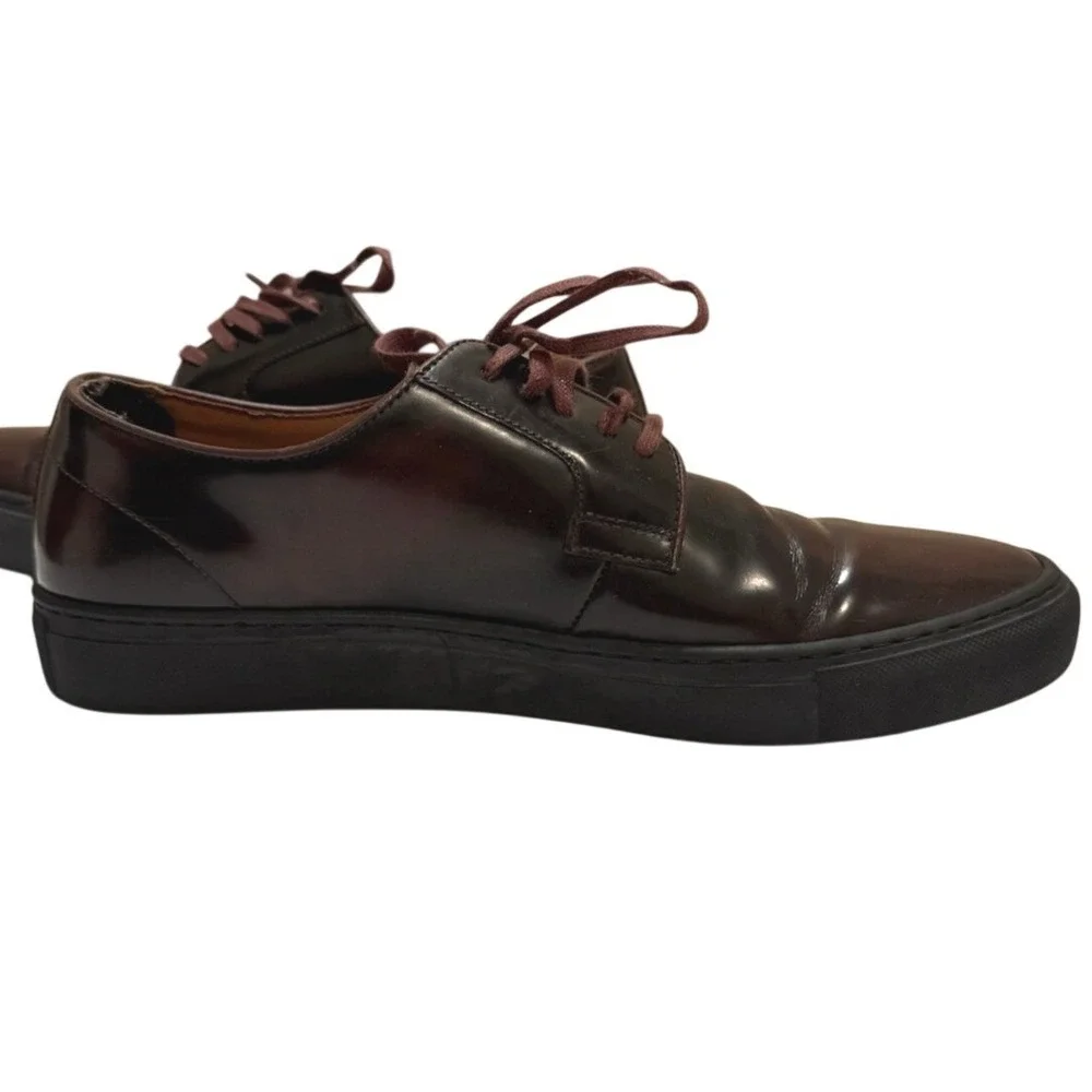 Ted Baker London Mens Burgundy Polished Leather Derby Size 9 Dress Sneakers